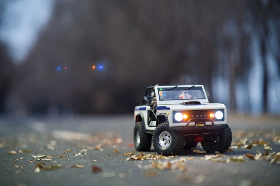 A small fast RC car on a street surface